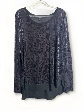 Simply Vera Wang Velvet Burnout Top Womens XL Whimsigoth Fairy Grunge Stretch